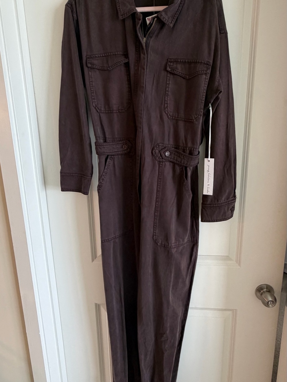 Young Fabulous & Broke Chocolate Brown Utility Jumpsuit